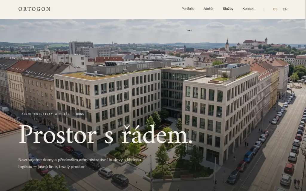Ukázka webu na míru pro architektonický ateliér Ortogon