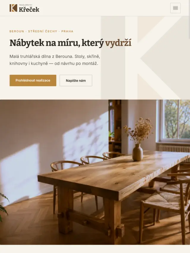 Ukázka webu na míru — tablet